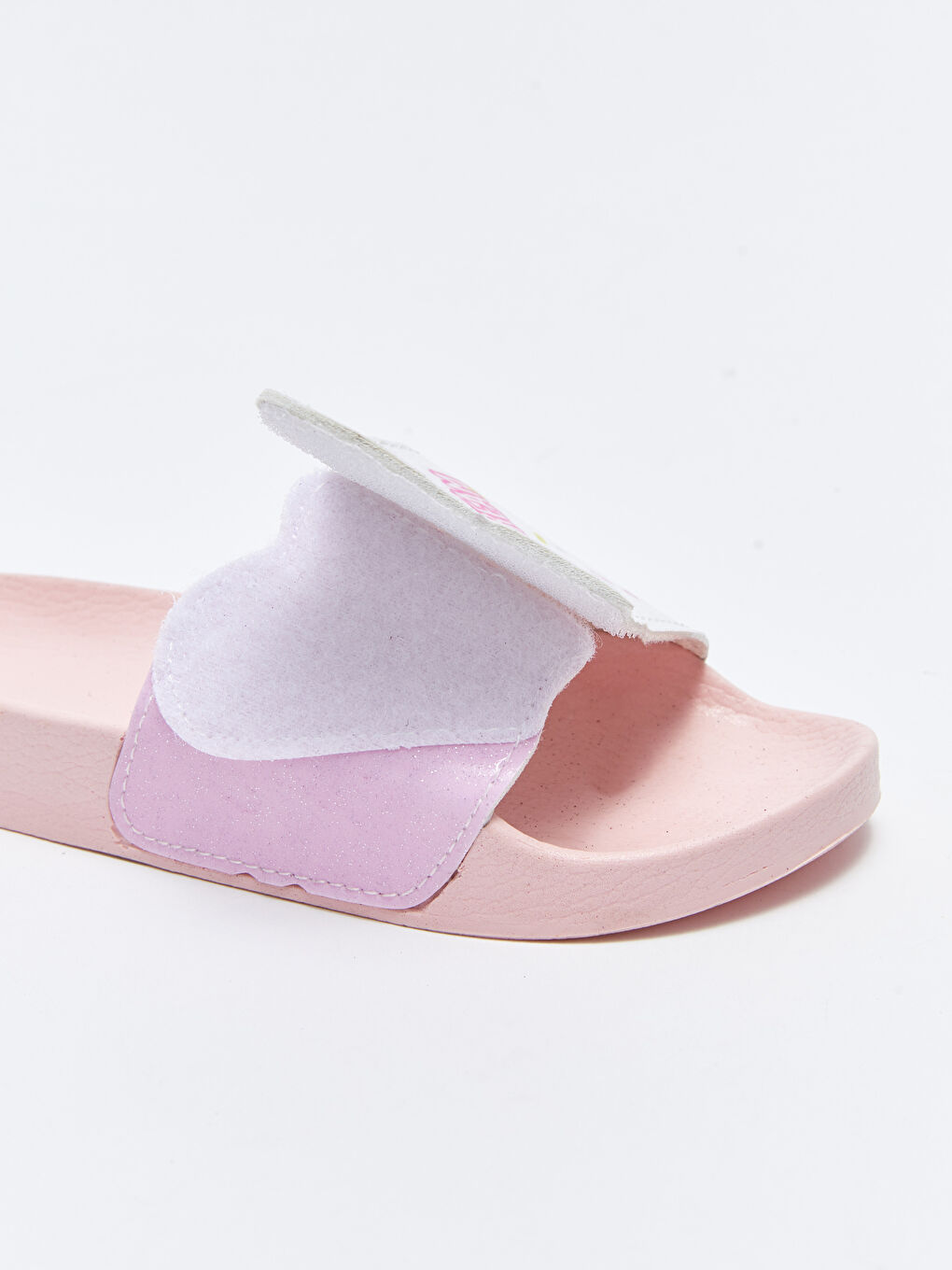 Beyaz Baskılı Tek Bantlı Kız Çocuk Terlik-5