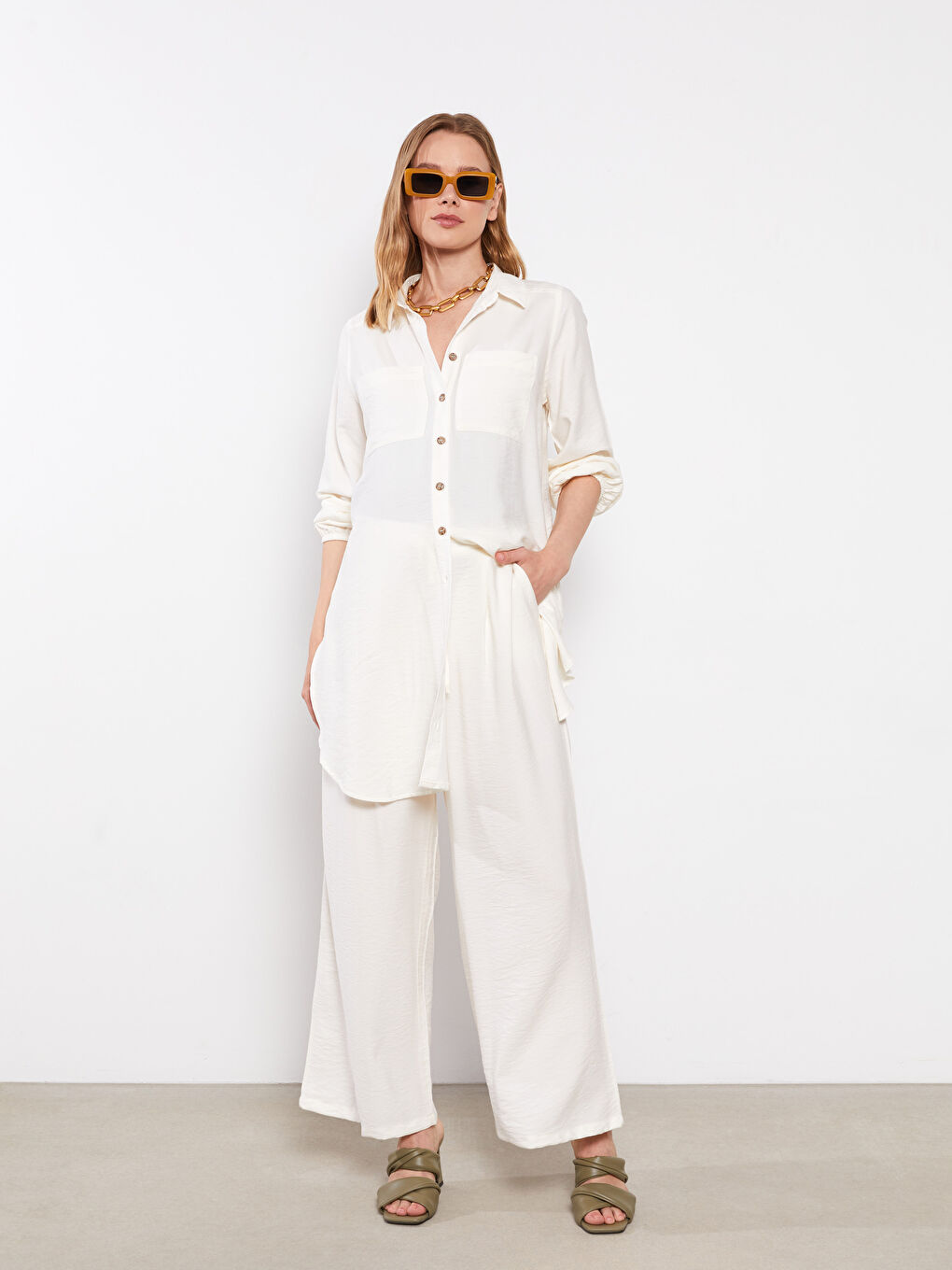 LCWAIKIKI Maternity Ekru Beli Lastikli Standart Fit Düz Hamile Pantolon - 2