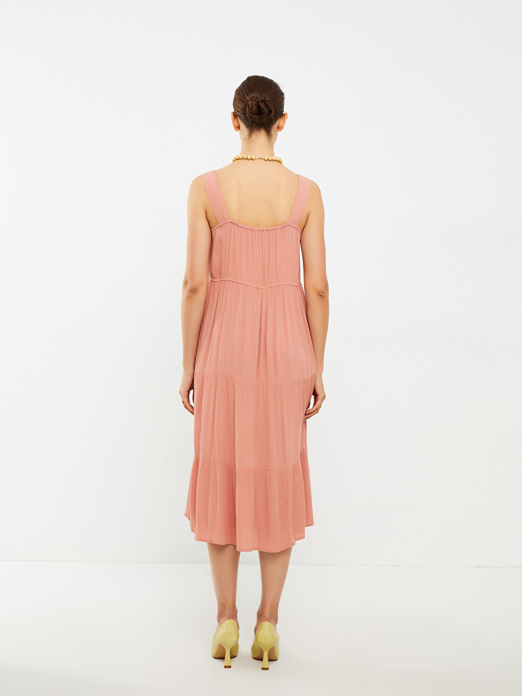 Robe pour Femmes en Viscose à Col Carré Sans Manches Forme A-Line-7