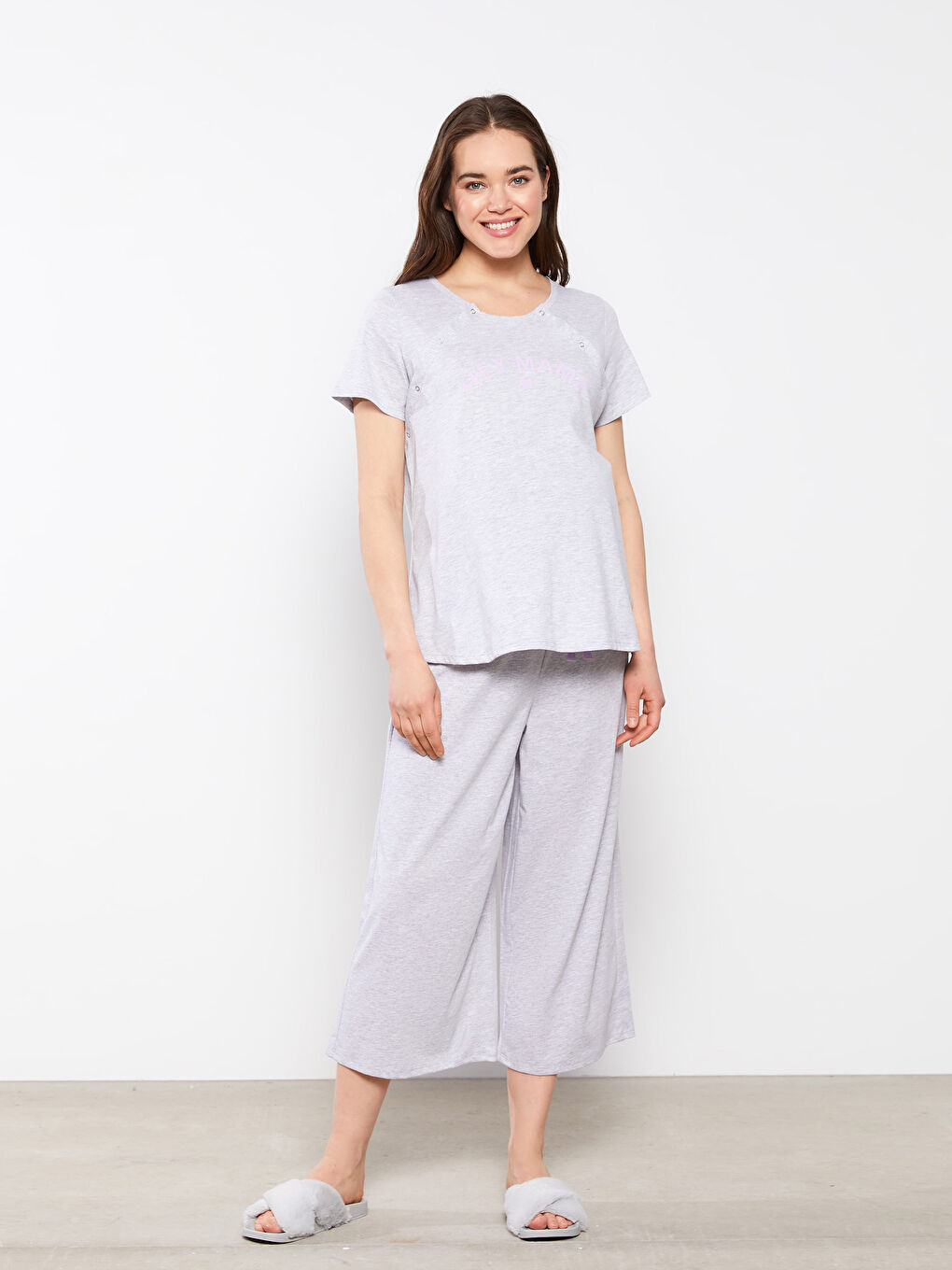 Ensemble de pyjama maternité imprimé à manches courtes avec col rond