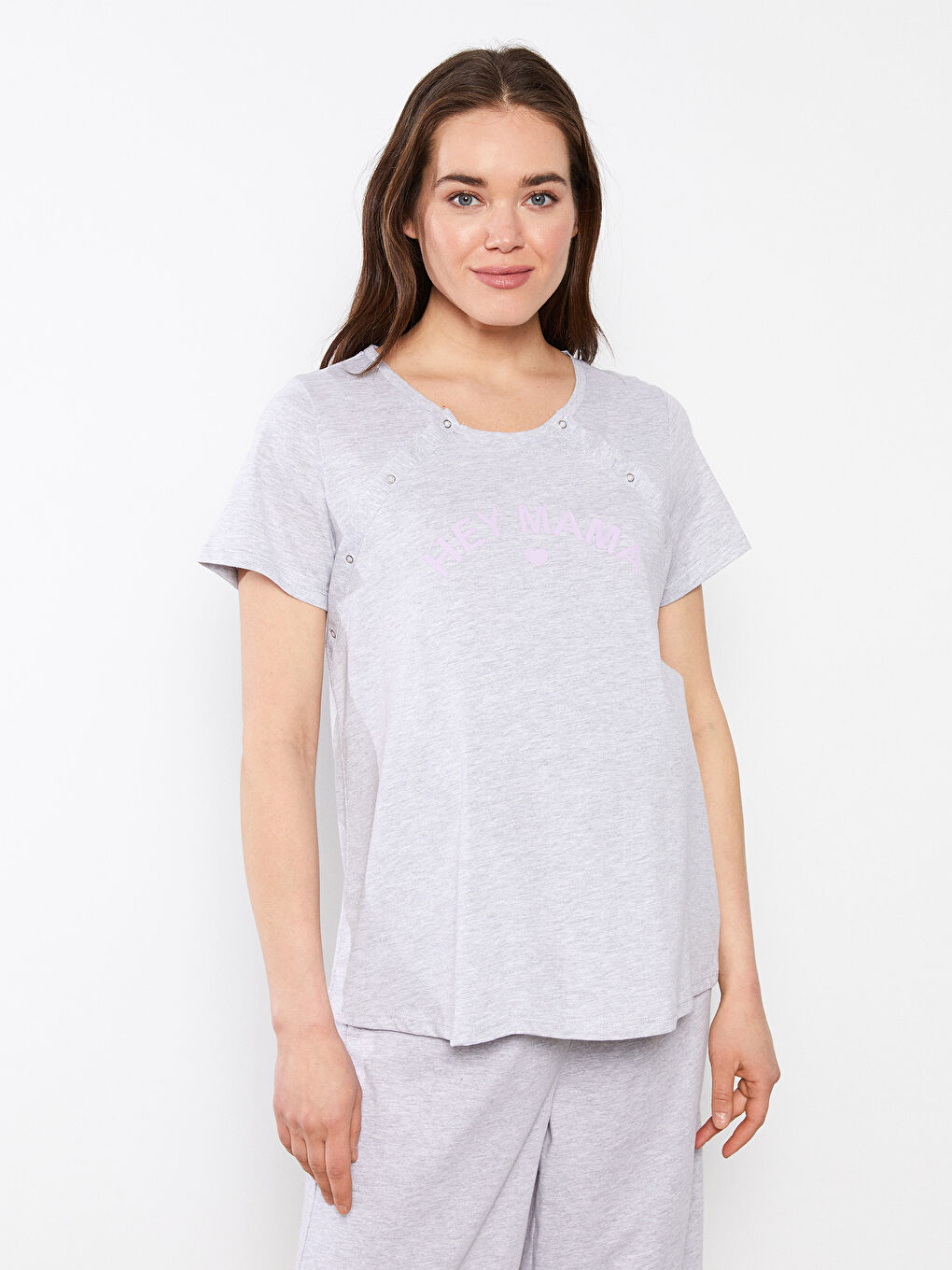 Ensemble de pyjama maternité imprimé à manches courtes avec col rond-1