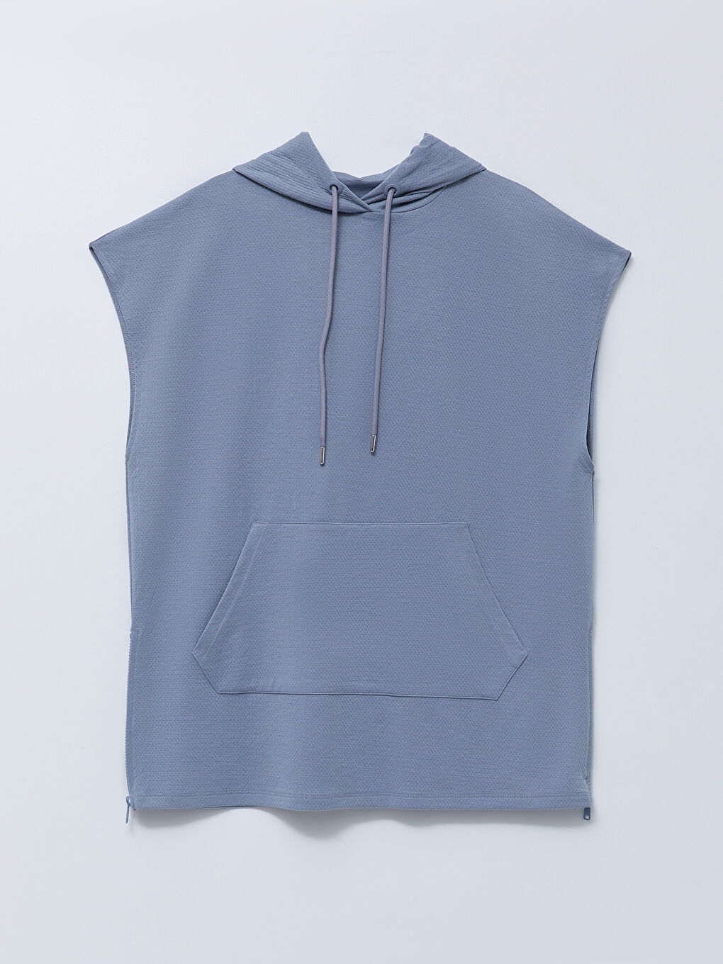 Mavi Kapüşonlu Kendinden Desenli Kadın Süveter-5