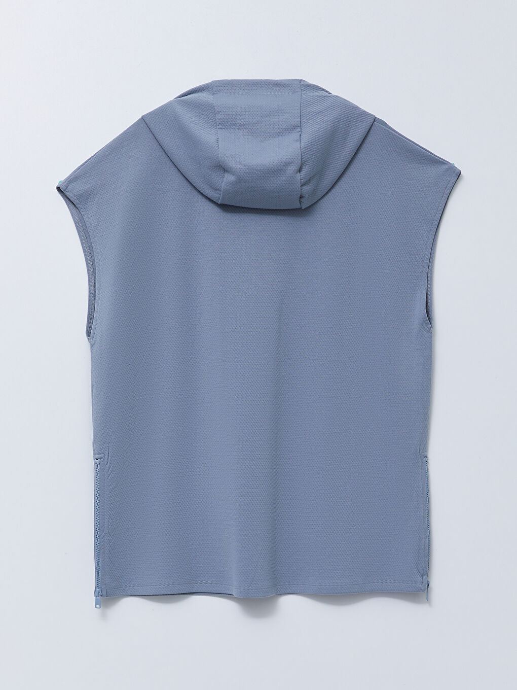 Mavi Kapüşonlu Kendinden Desenli Kadın Süveter-6