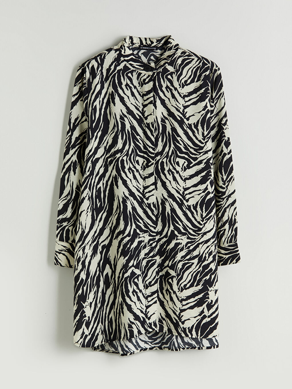 Grandad Collar Patterned Women's Shirt Tunic -S2HR11Z8-LQB