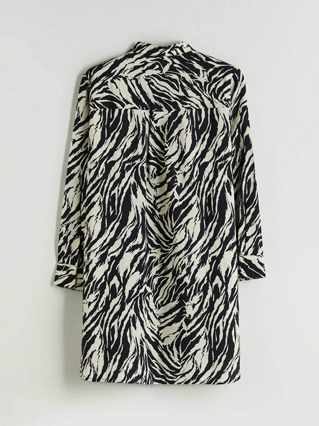 Grandad Collar Patterned Women's Shirt Tunic -S2HR11Z8-LQB