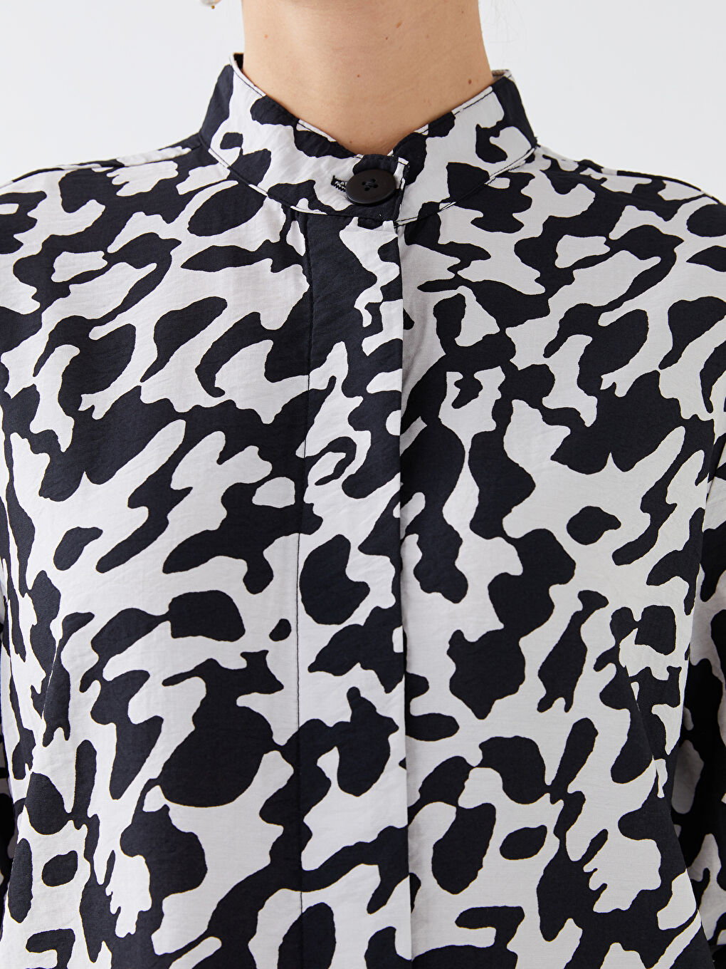LCWAIKIKI Classic Tunique Chemise à Motifs pour Femmes avec Col Mao-3