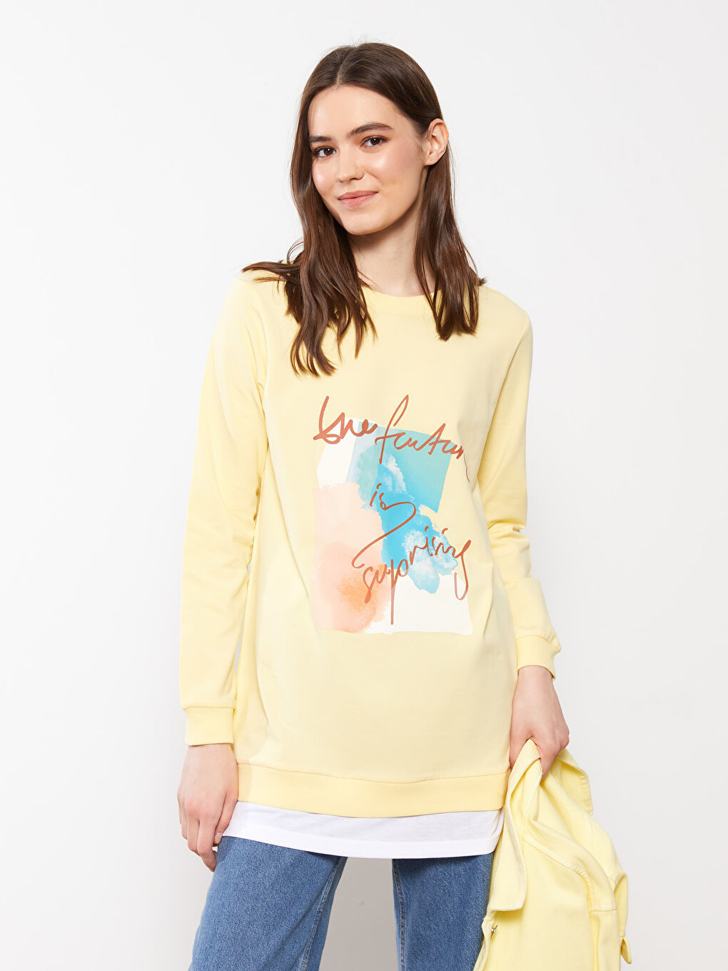 LC Waikiki Crew Neck Printed Long Sleeve Women's Tunic -S2HR20Z8-FTK