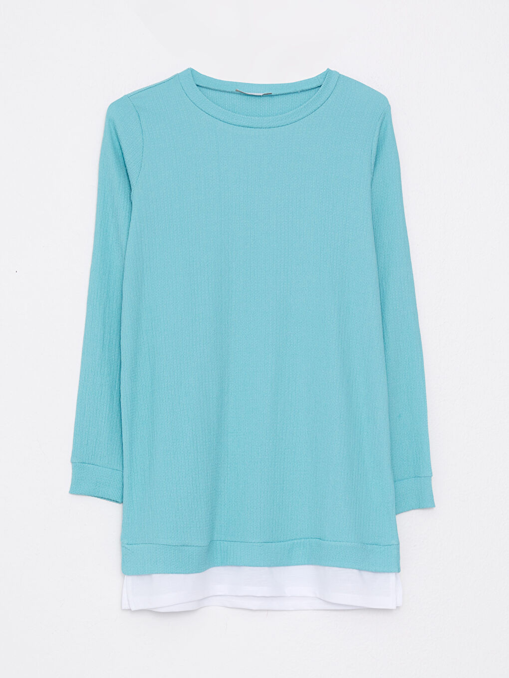 تونيك سادة بياقة دائرية بأكمام طويلة للسيدات-5