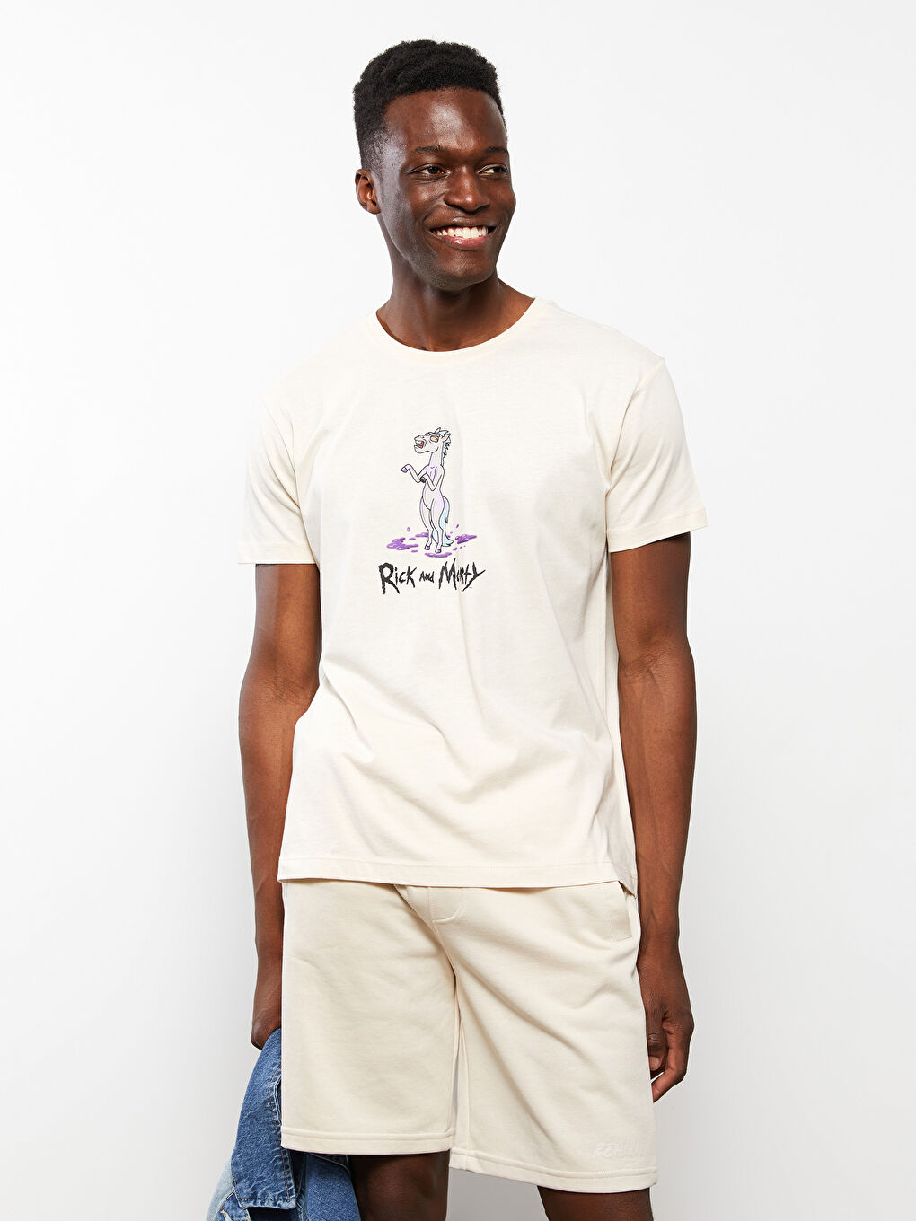 Crew Neck Short Sleeve Rick and Morty Printed Combed Cotton Men's T-Shirt -S2HR42Z8-S4M