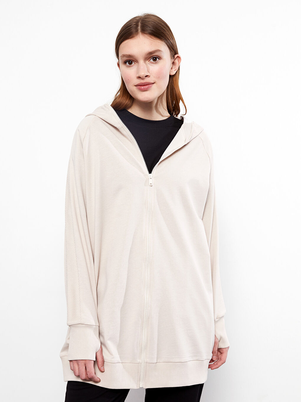 LC Waikiki Hooded Plain Long Sleeve Women's Sports Cardigan -S2HR50Z8-DF7