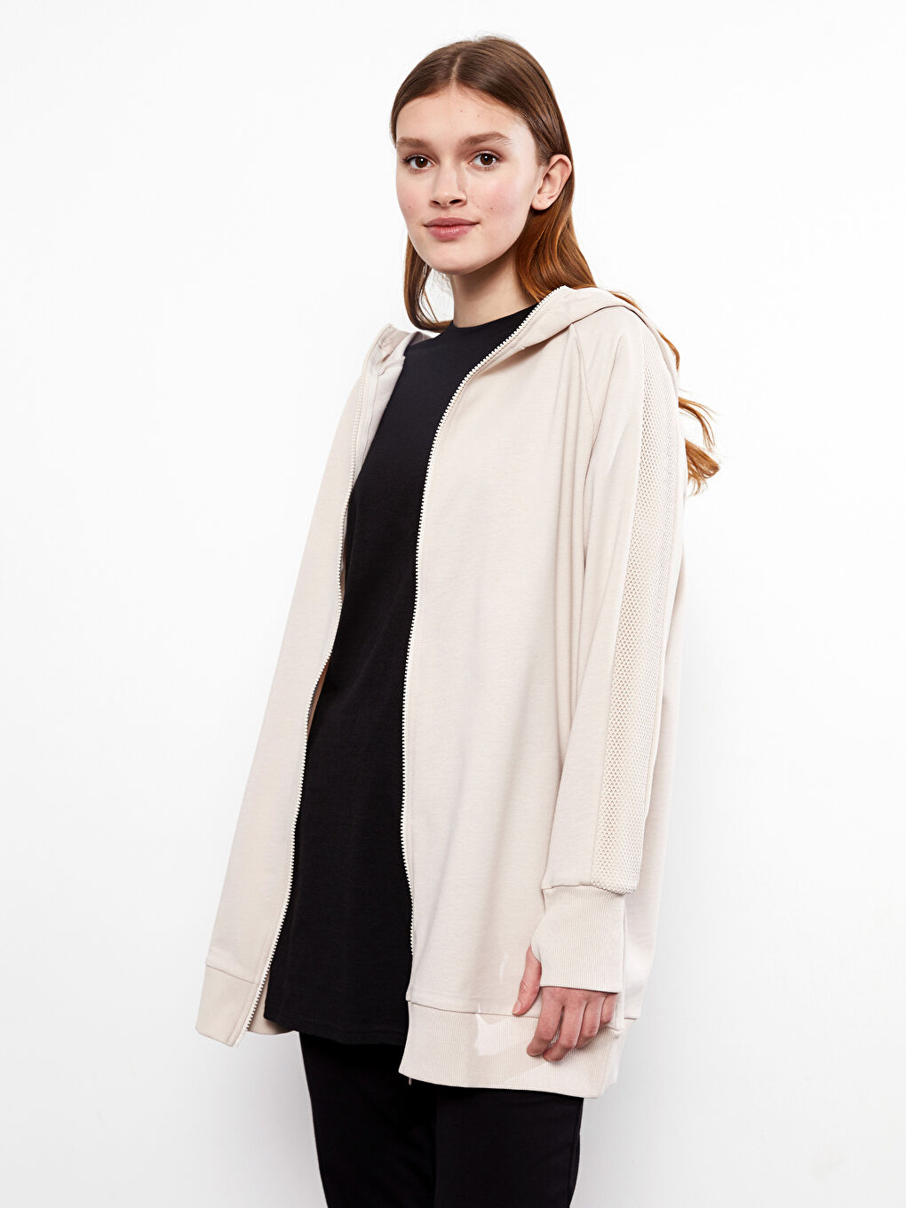 LC Waikiki Hooded Plain Long Sleeve Women's Sports Cardigan -S2HR50Z8-DF7