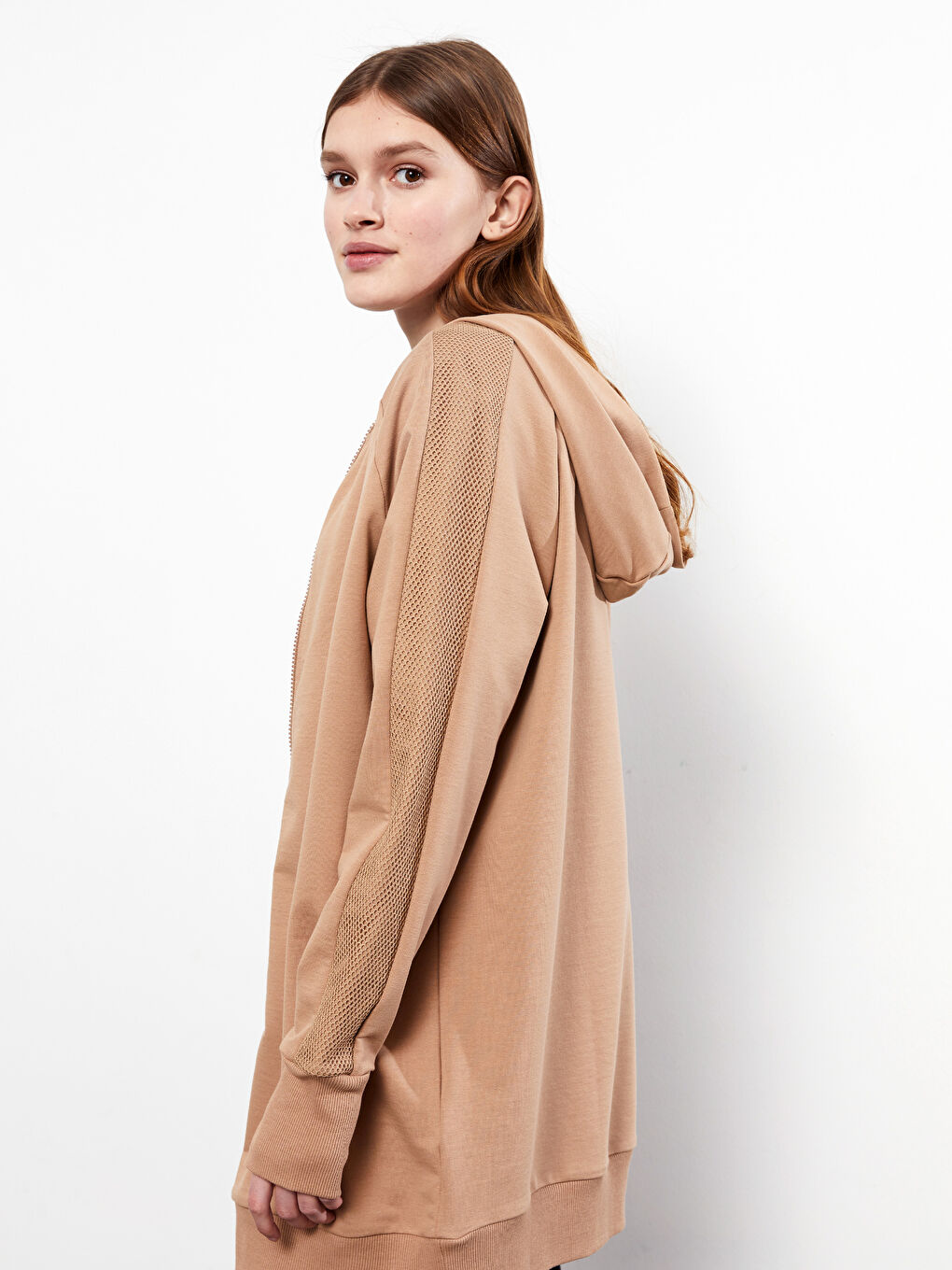 كارديجان رياضي سادة كم طويل بكابوش للسيدات-2