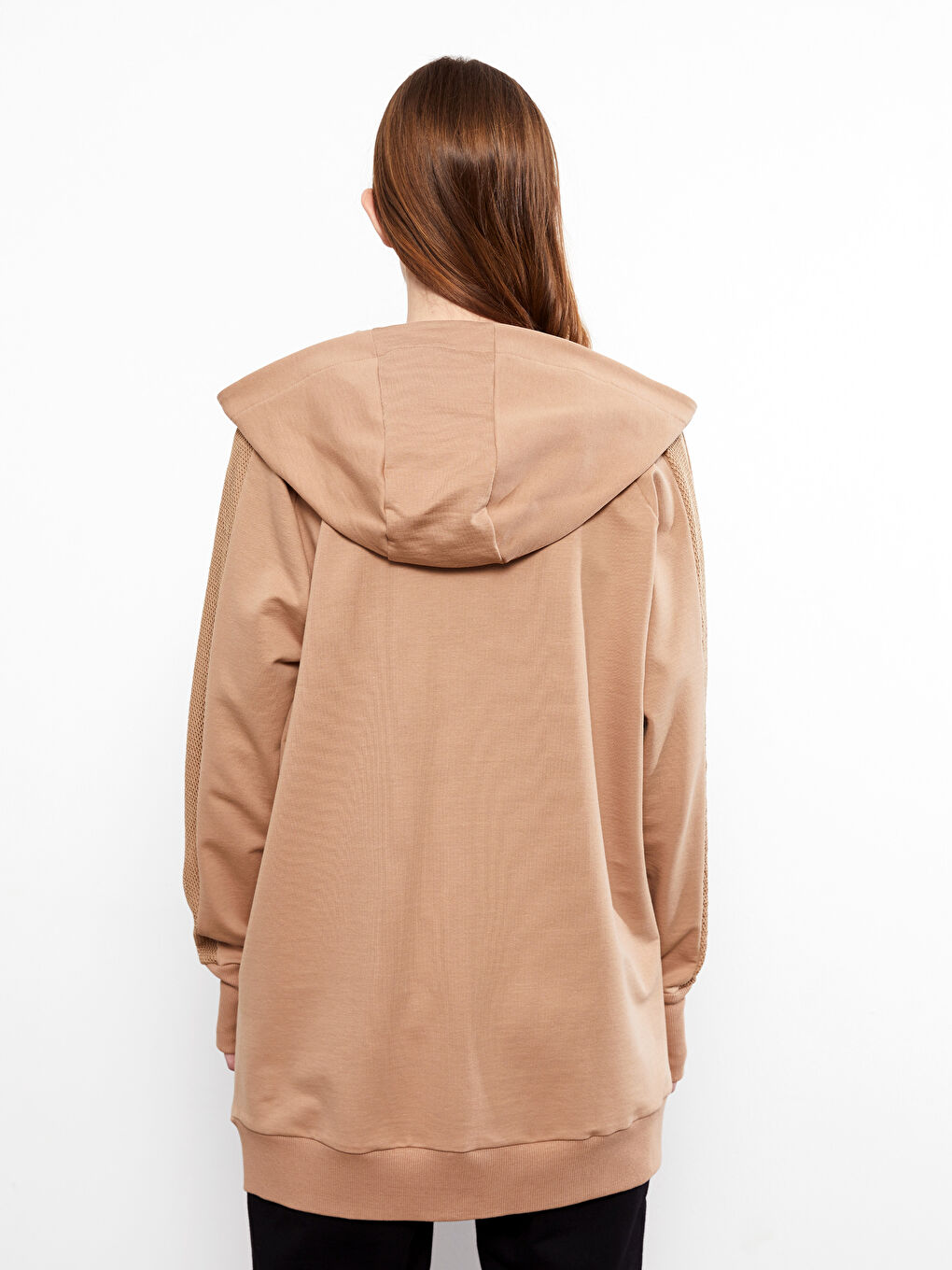 كارديجان رياضي سادة كم طويل بكابوش للسيدات-4