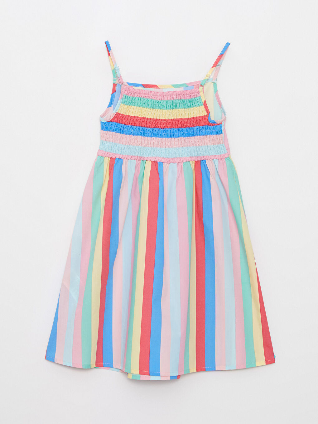 Square Neckline Striped Strap Poplin Girl Dress-1