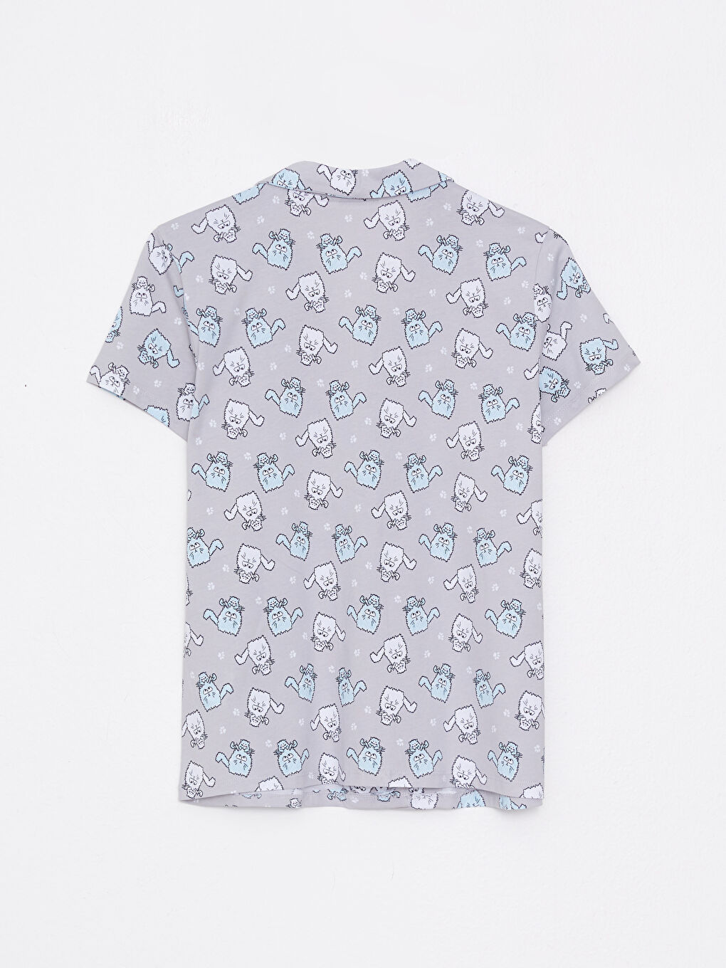 Set de pijama pentru Femei din Bumbac cu Guler de Cămașă, Cu Model, Mânecă Scurtă-9