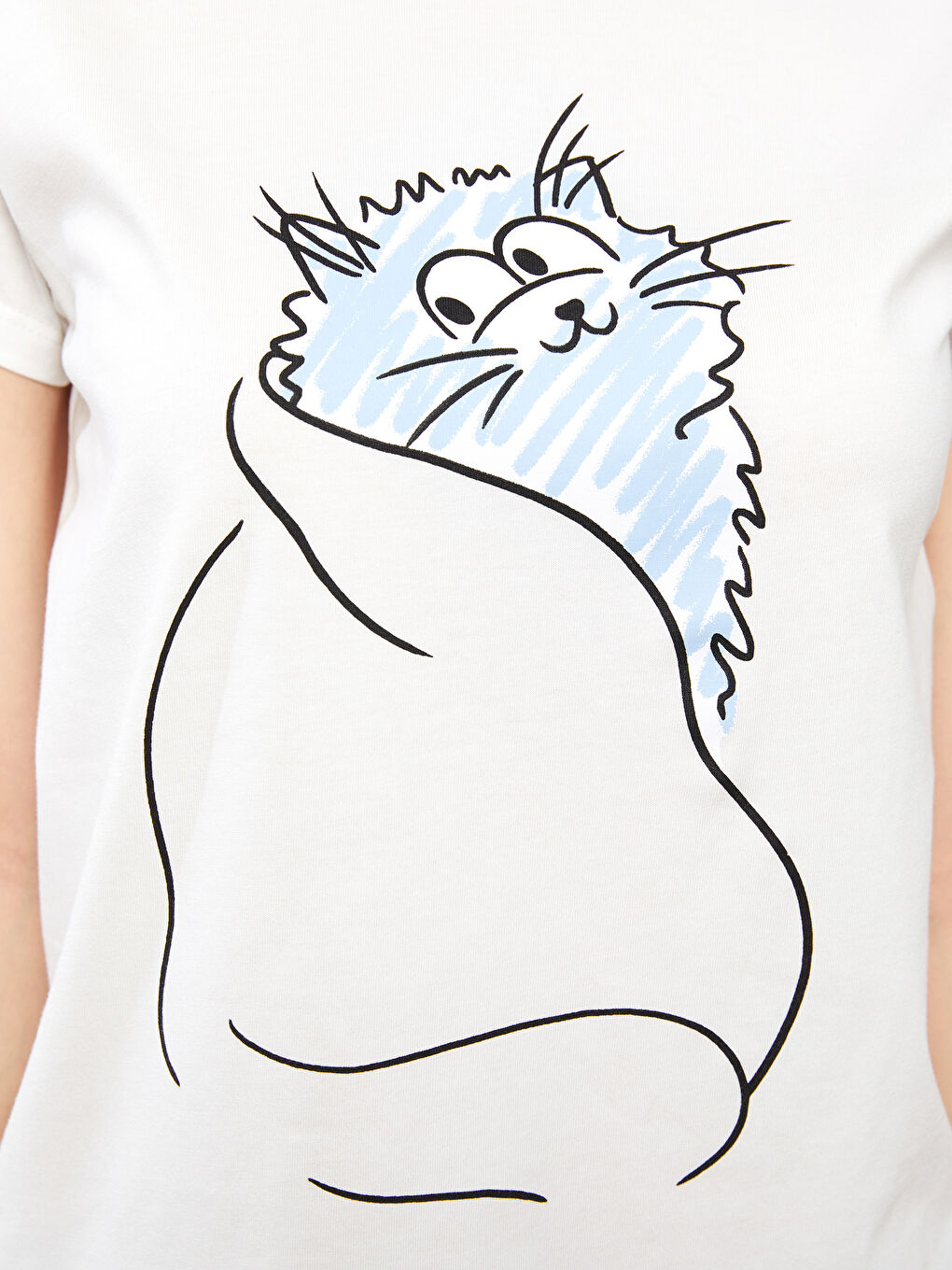 Gri Bisiklet Yaka Baskılı Kısa Kollu Pamuklu Kadın Pijama Takımı-3