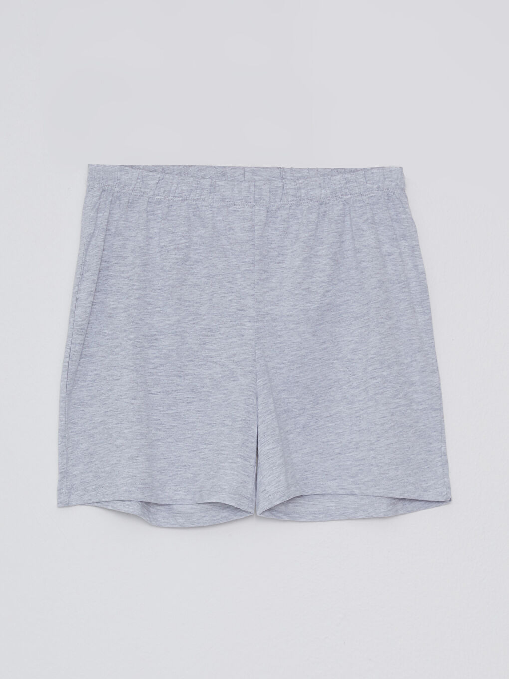 Gri Bisiklet Yaka Baskılı Kısa Kollu Pamuklu Kadın Pijama Takımı-7