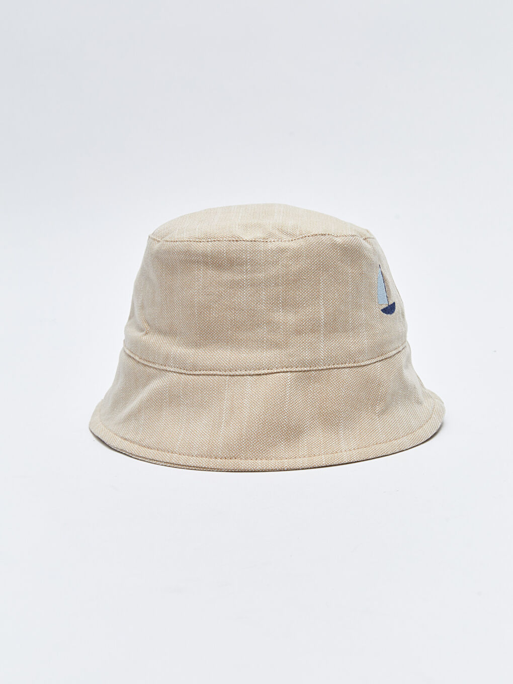 Bej Baskılı Nakış Detaylı Erkek Bebek Şapka-1