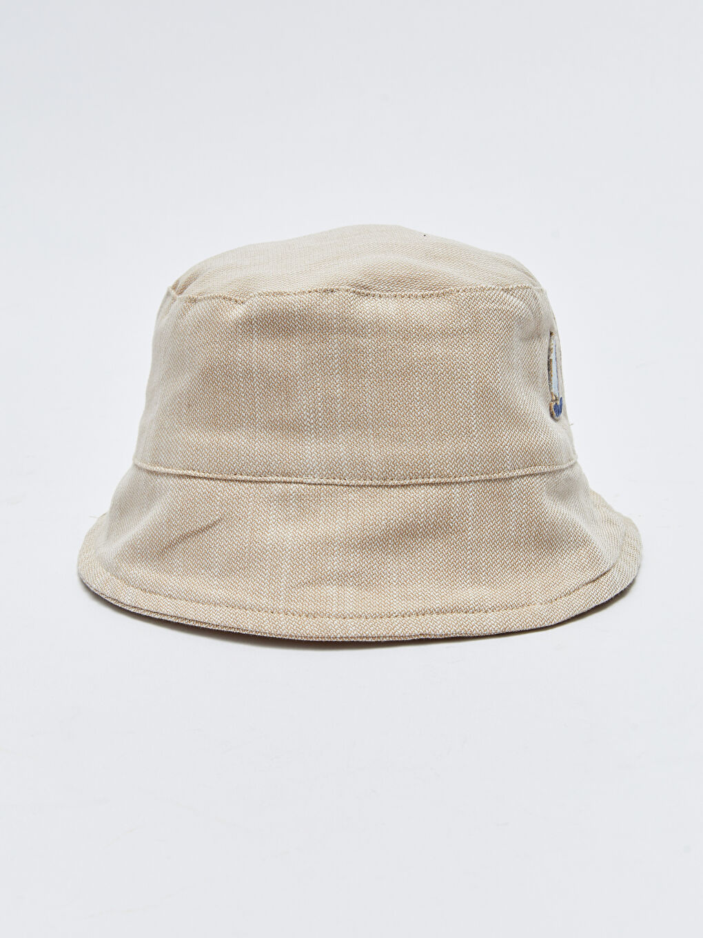 Bej Baskılı Nakış Detaylı Erkek Bebek Şapka-2