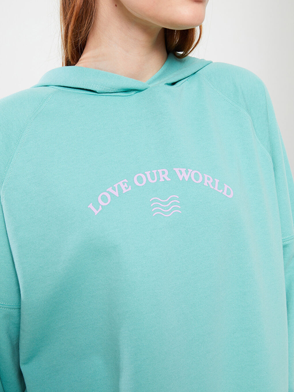 تونيك سويتشيرت للسيدات بكابوش مطبوع كم طويل-3