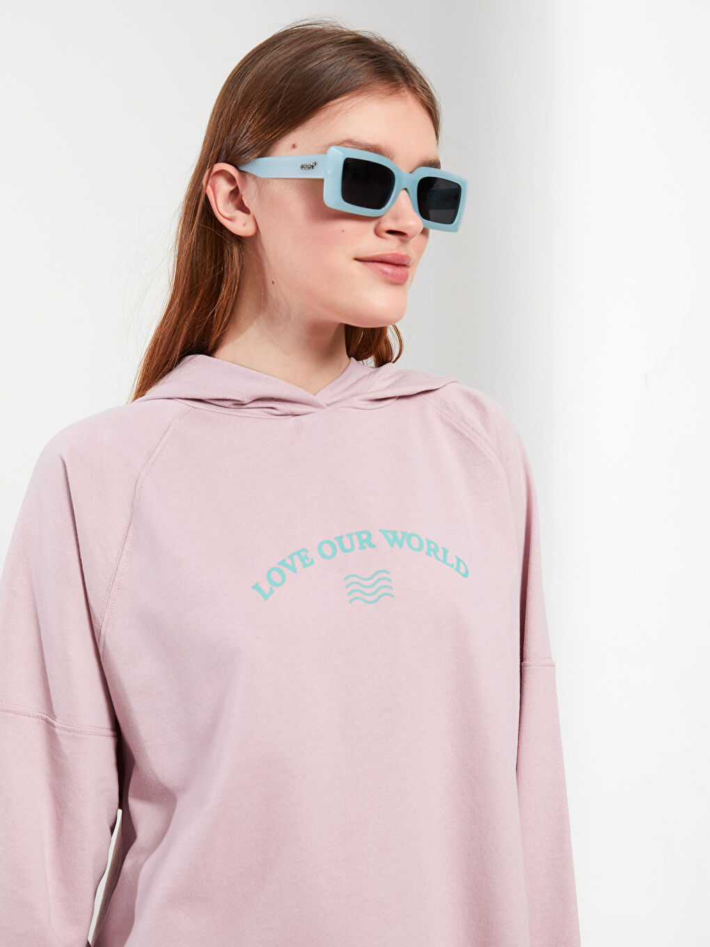 تونيك سويتشيرت للسيدات بكابوش مطبوع كم طويل-2