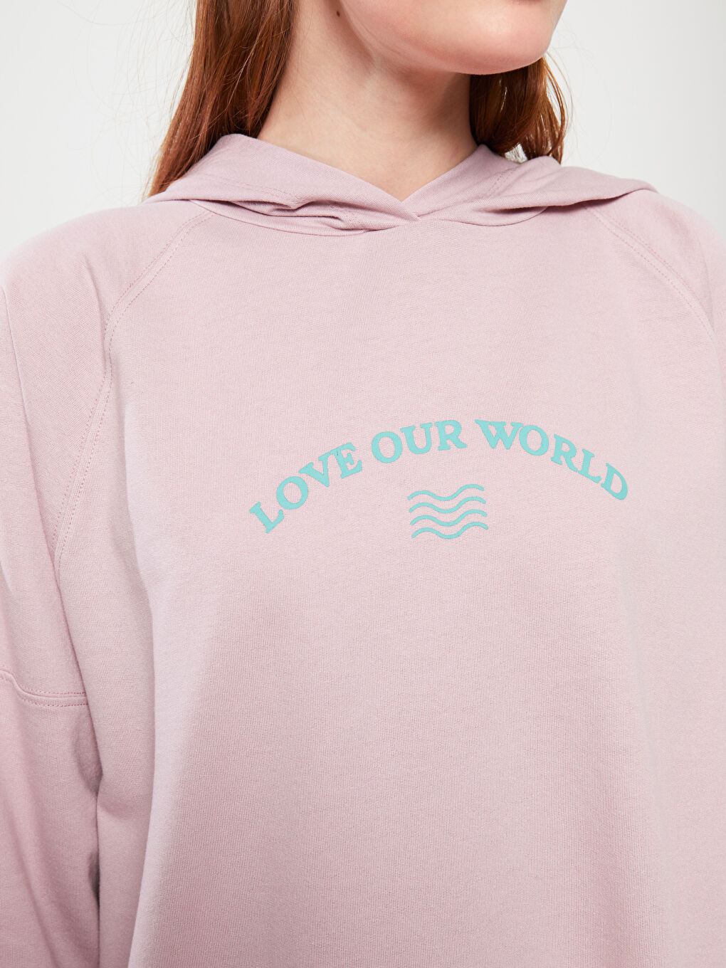 تونيك سويتشيرت للسيدات بكابوش مطبوع كم طويل-3