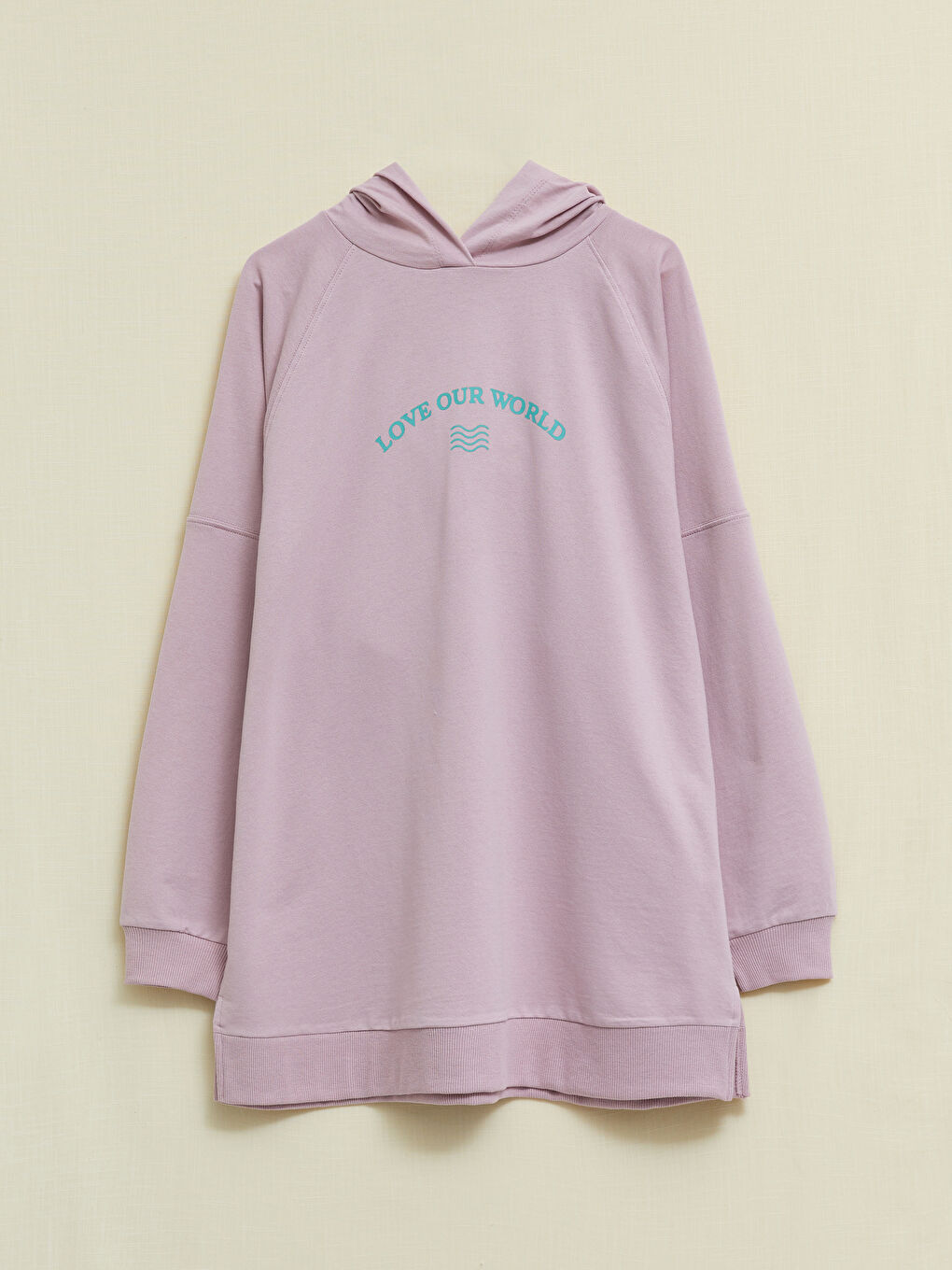 تونيك سويتشيرت للسيدات بكابوش مطبوع كم طويل-5