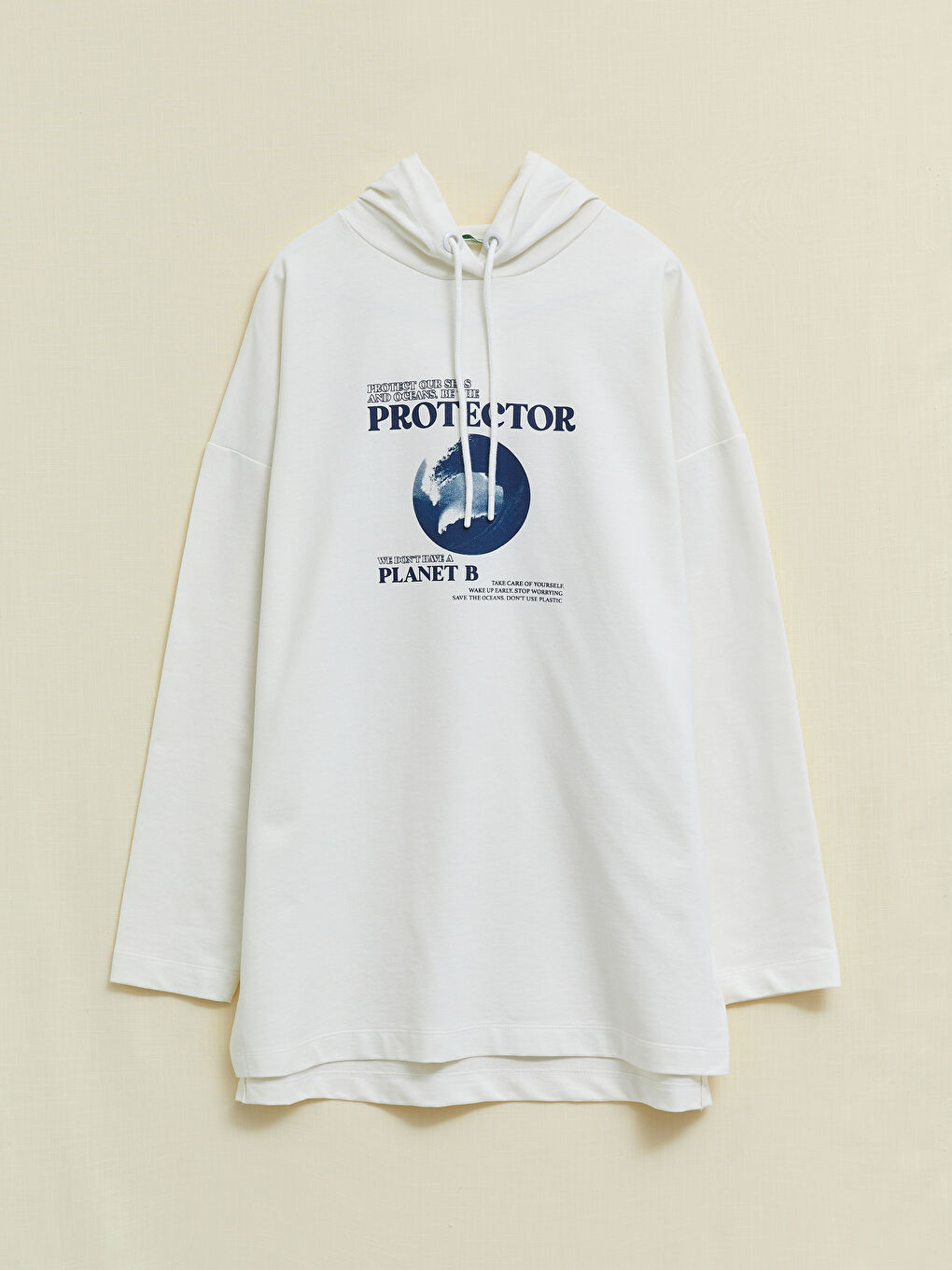 Tunică tip hanorac cu glugă, imprimată, mânecă lungă pentru femei-11