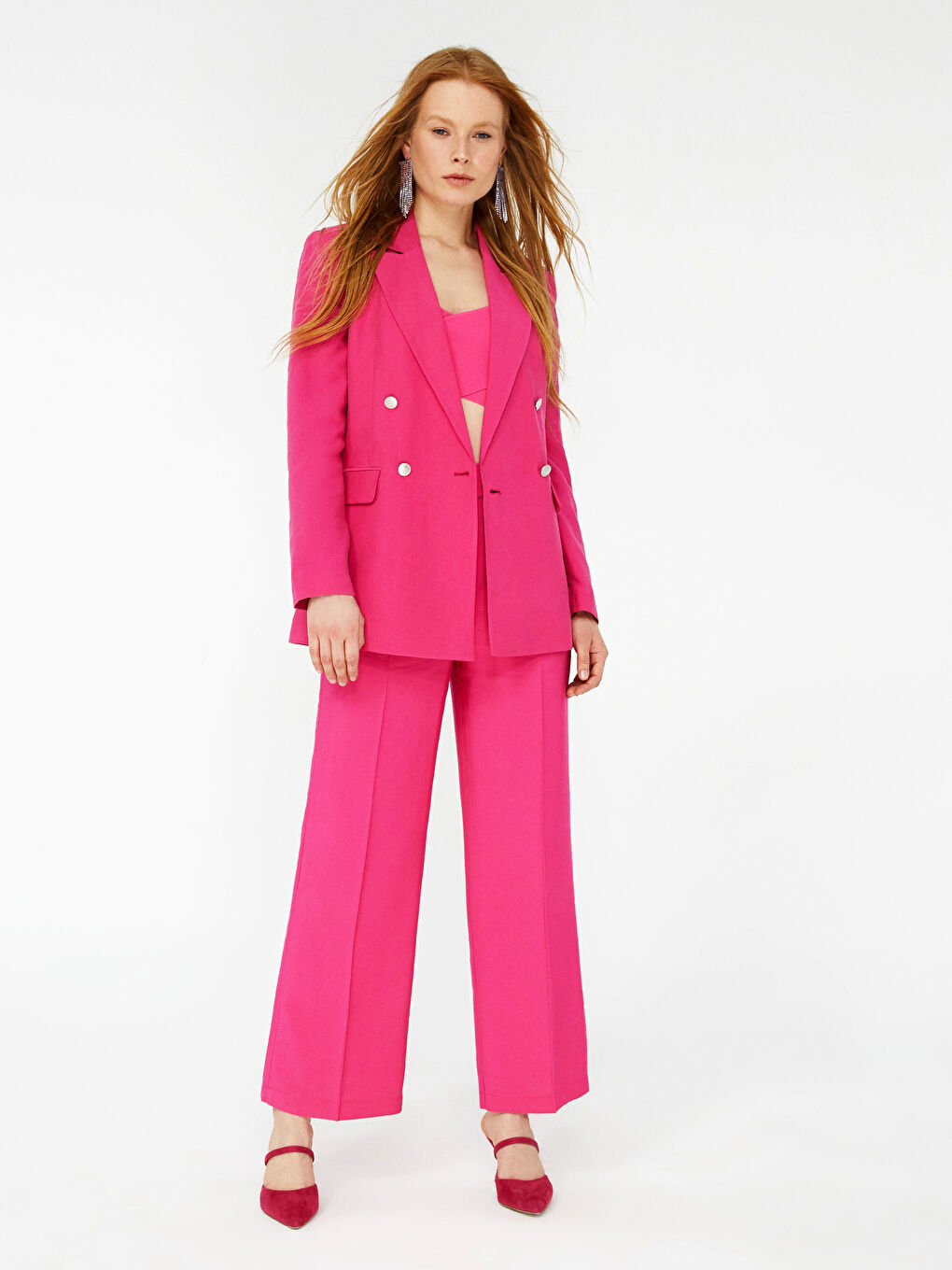 High Waist Comfortable Fit Straight Gabardine Women's Trousers