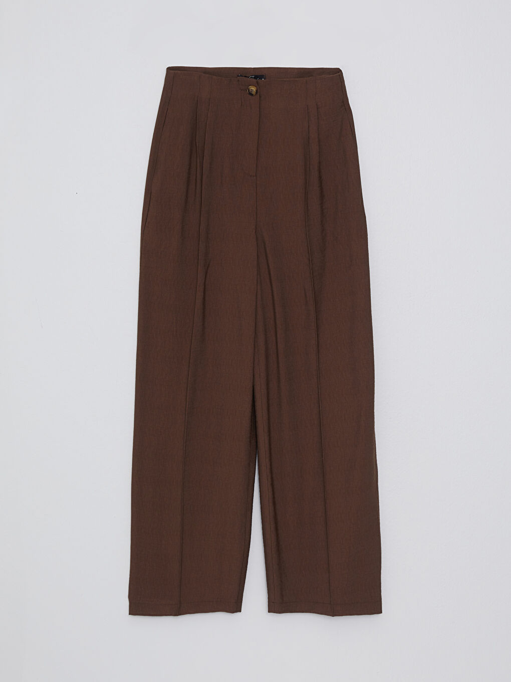 Kahverengi Kadın Rahat Kalıp Düz Pantolon-5