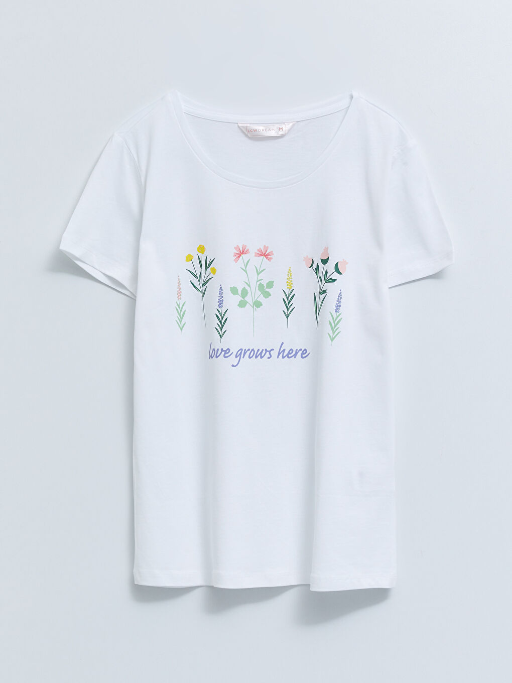 Pembe Bisiklet Yaka Baskılı Kısa Kollu Pamuklu Kadın Pijama Takımı-5