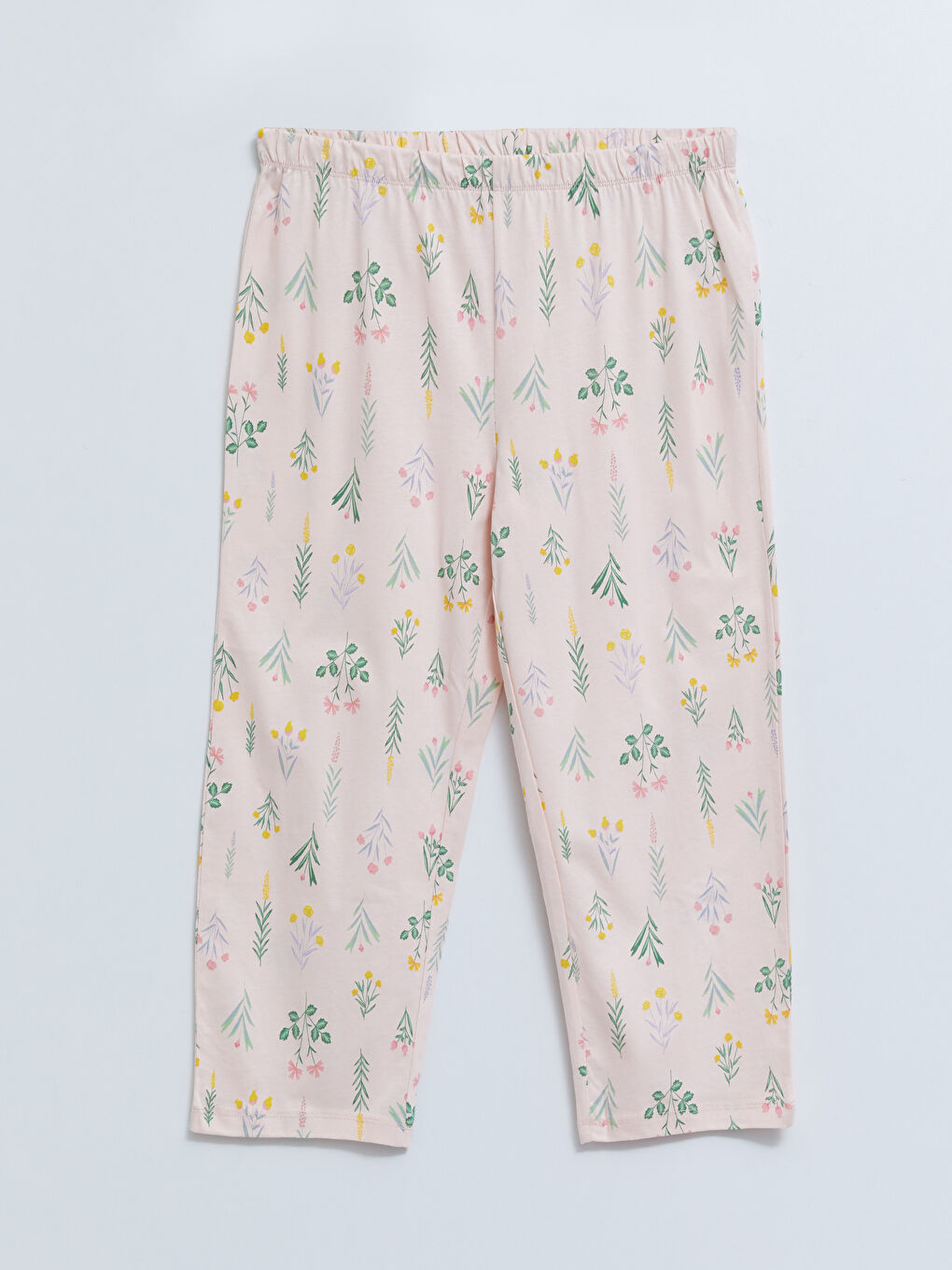 Pembe Bisiklet Yaka Baskılı Kısa Kollu Pamuklu Kadın Pijama Takımı-6