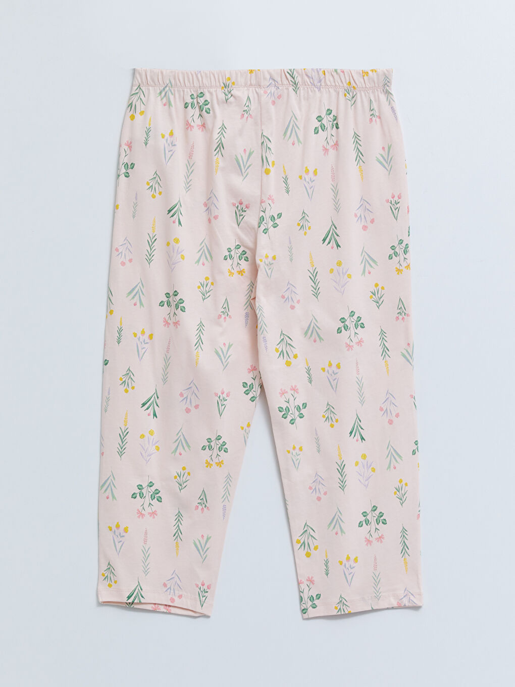 Pembe Bisiklet Yaka Baskılı Kısa Kollu Pamuklu Kadın Pijama Takımı-8