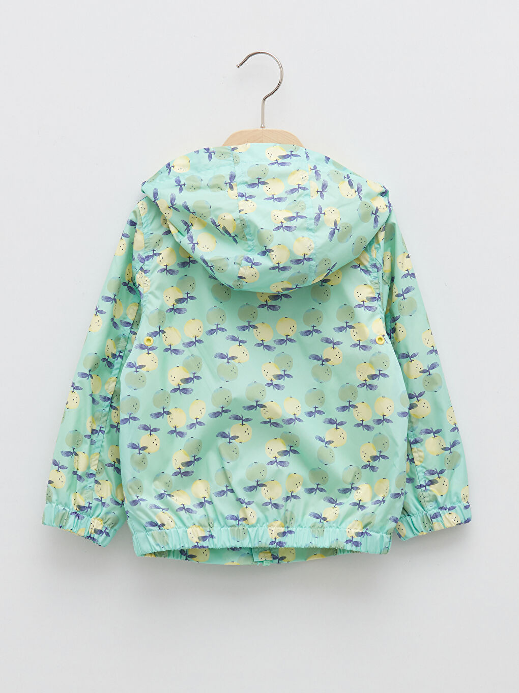 Turkuaz Kapüşonlu Uzun Kol Baskılı Erkek Bebek Fermuarlı Mont-2