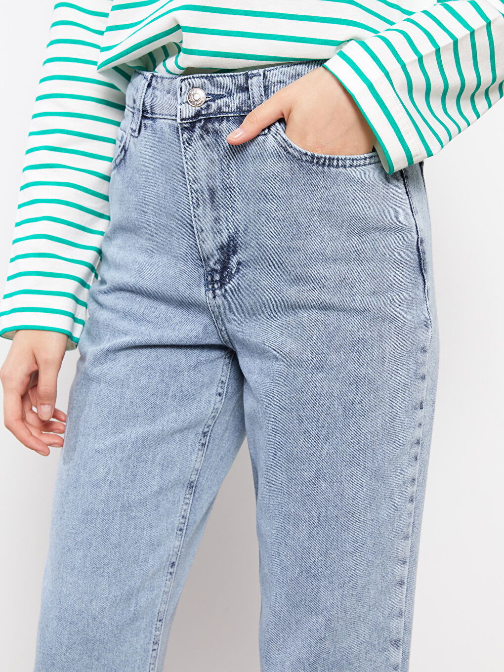 LCW Modest Standart Fit Düz Cep Detaylı Kadın Rodeo Jean Pantolon -S2HS48Z8-H45