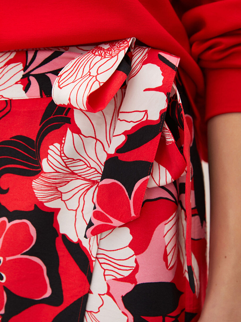 Fustă Pentru Femei Cu Talie Legată, Croială A, Cu Model Floral-5