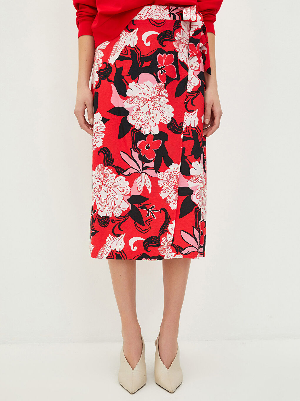 Fustă Pentru Femei Cu Talie Legată, Croială A, Cu Model Floral-7