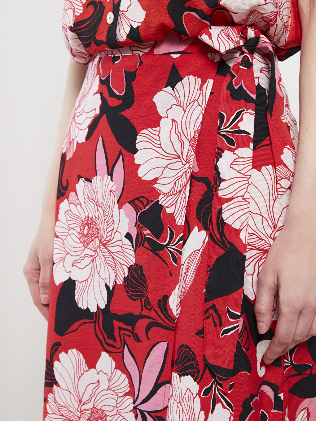 Fustă Pentru Femei Cu Talie Legată, Croială A, Cu Model Floral-6