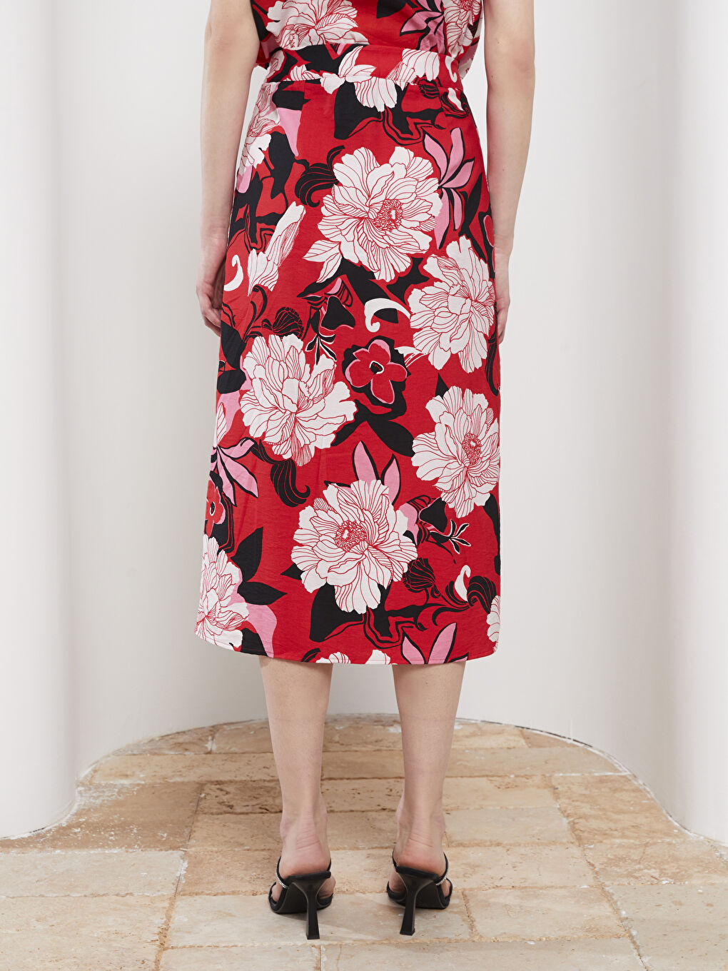 Fustă Pentru Femei Cu Talie Legată, Croială A, Cu Model Floral-8