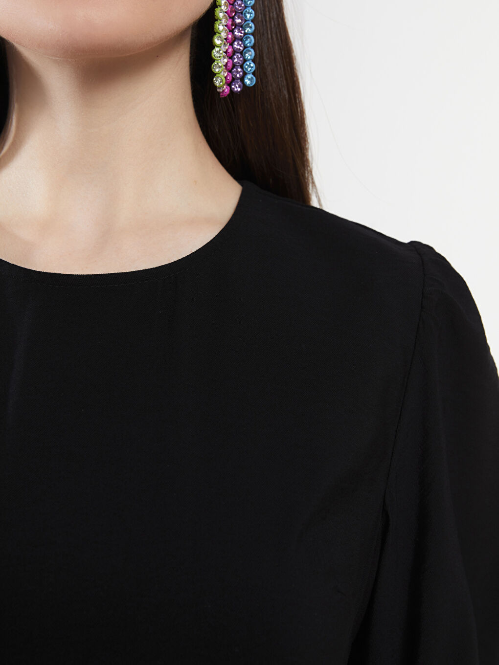 LCW Vision Rundhalsausschnitt Schlicht Kurzarm Kleid für Damen -S2HS59Z8-CVL