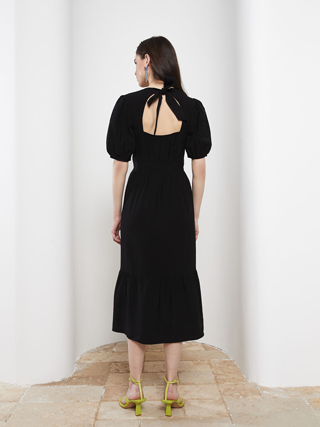 LCW Vision Rundhalsausschnitt Schlicht Kurzarm Kleid für Damen -S2HS59Z8-CVL