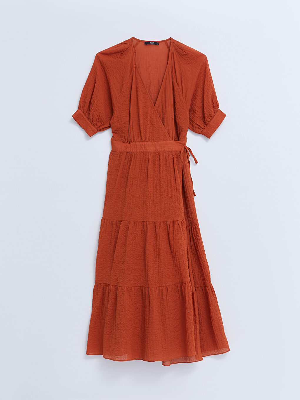 فستان بصفين زراير منقوش كم قصير قطن للسيدات-5