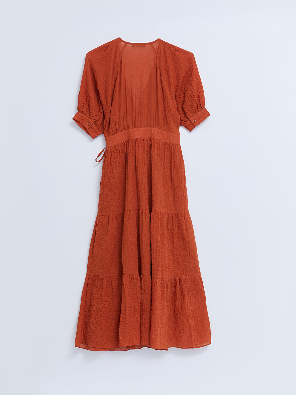 فستان بصفين زراير منقوش كم قصير قطن للسيدات-6