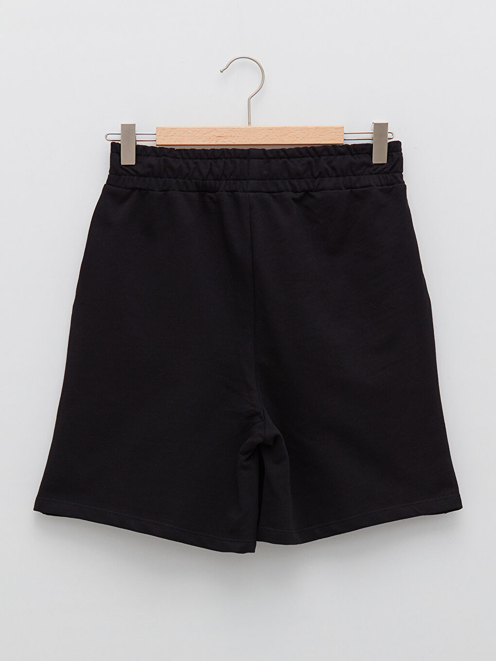 Elastic Waist Regular Pocket Detailed Cotton Women's Bermuda Shorts-6