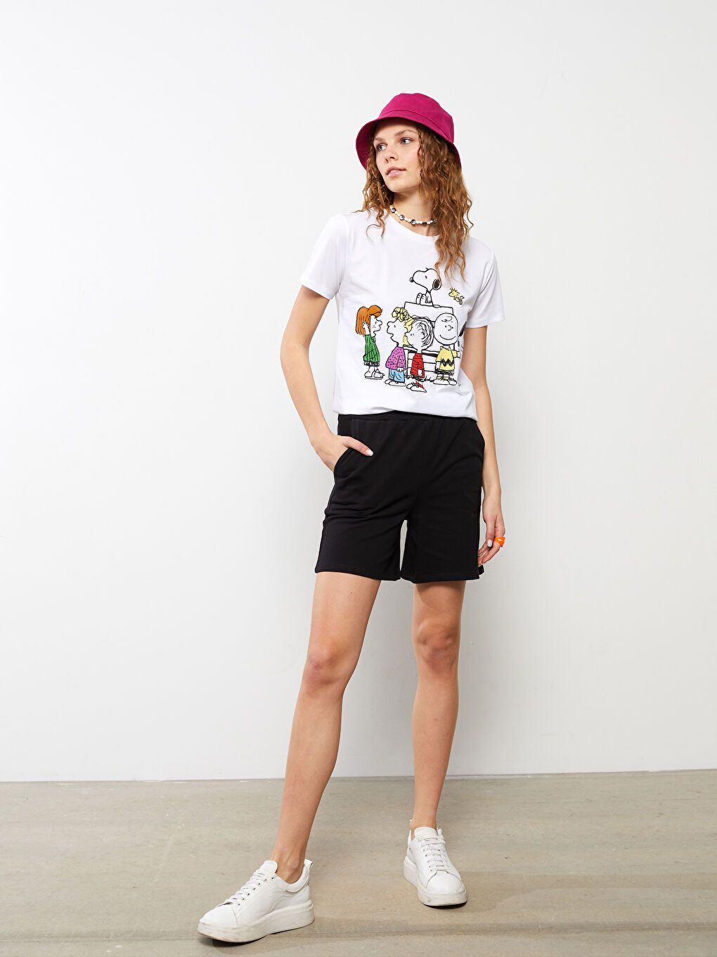 Elastic Waist Regular Pocket Detailed Cotton Women's Bermuda Shorts