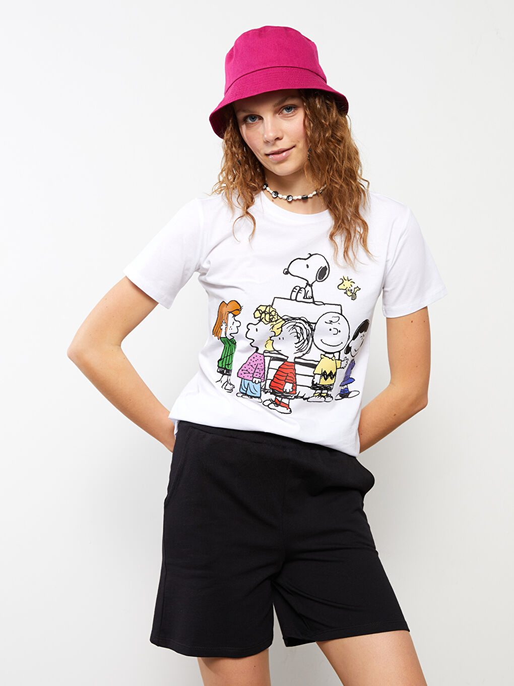 Elastic Waist Regular Pocket Detailed Cotton Women's Bermuda Shorts-1