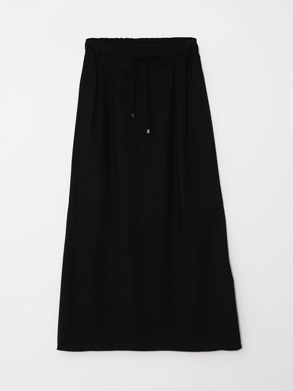 Siyah Beli Lastikli Düz A Kesim Kadın Etek-5