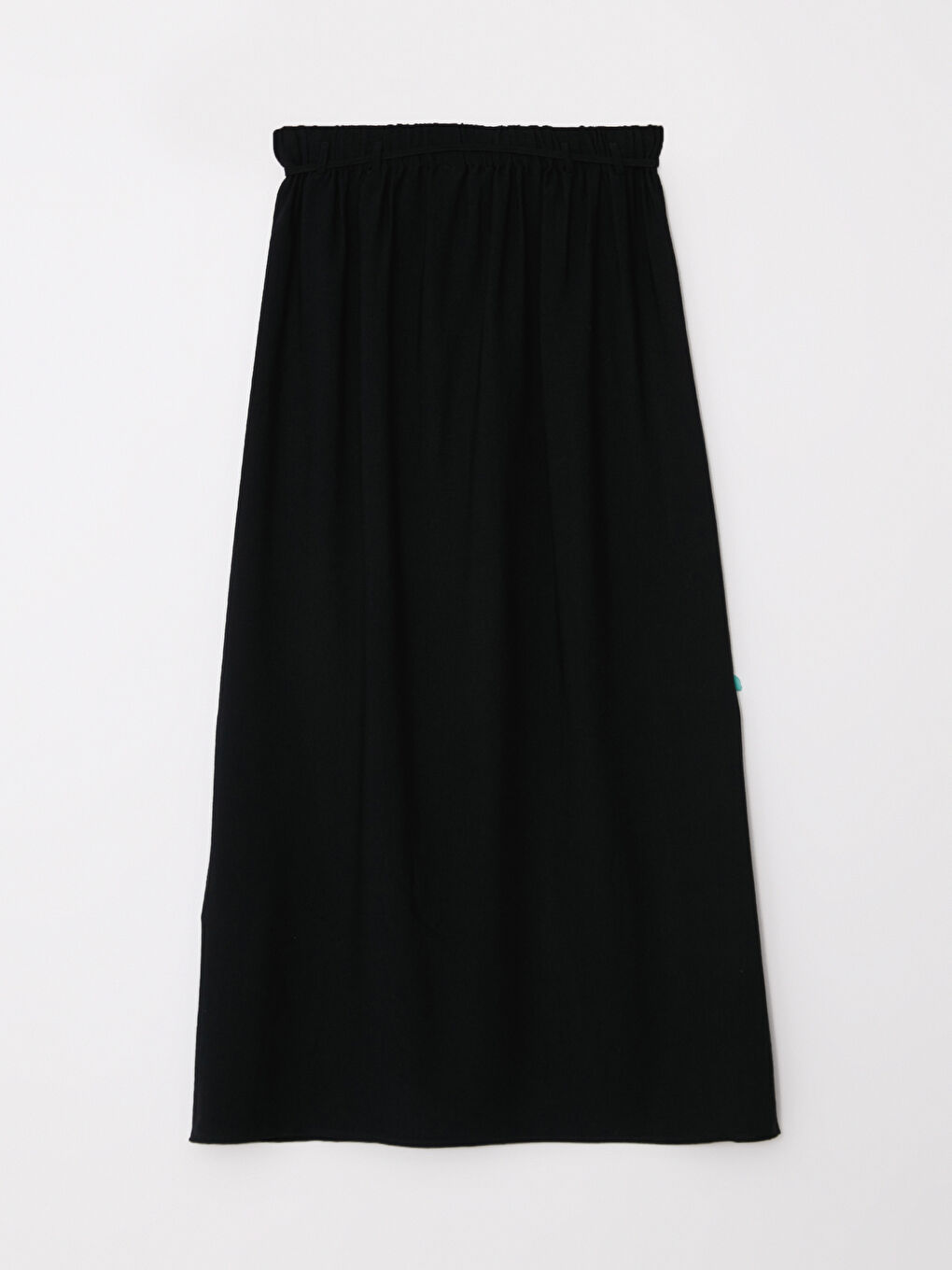 Siyah Beli Lastikli Düz A Kesim Kadın Etek-6