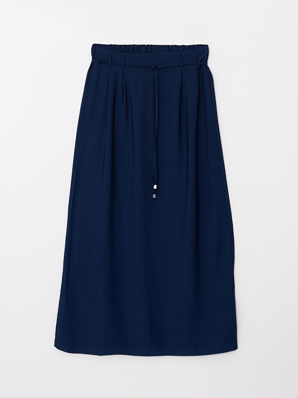 Lacivert Beli Lastikli Düz A Kesim Kadın Etek-5