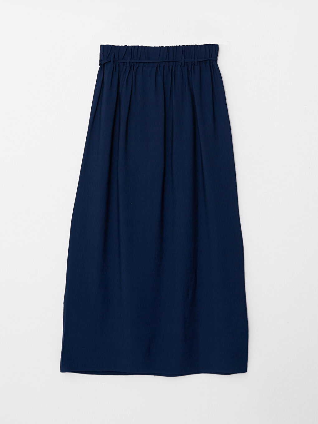 Lacivert Beli Lastikli Düz A Kesim Kadın Etek-6